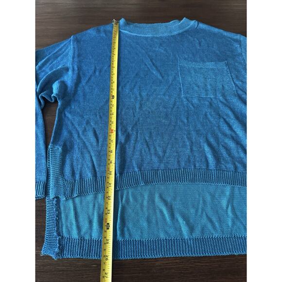 Alain Manoukian Italy Teal Viscose Sweater Womens Medium Blue Knit Elevated Chic - Picture 12 of 12